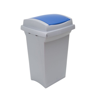 Kosz na śmieci do segregacji odpadów RECYCLING 50 l - szary pojemnik, niebieska pokrywa