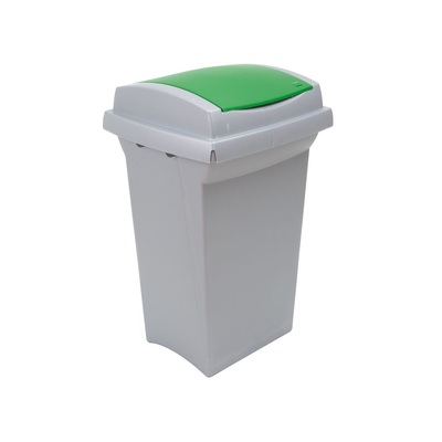 Kosz na śmieci do segregacji odpadów RECYCLING 50 l - szary pojemnik, zielona pokrywa
