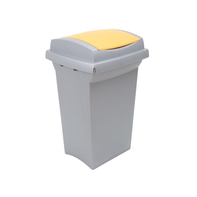 Kosz na śmieci do segregacji odpadów RECYCLING 50 l - szary pojemnik, żółta pokrywa