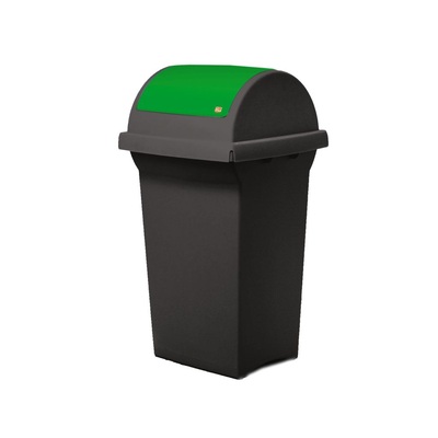 Kosz na śmieci do segregacji odpadów SWING 50 l - czarny pojemnik, czerwona pokrywa