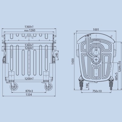 Metalowy ocynkowany kontener 1100 l